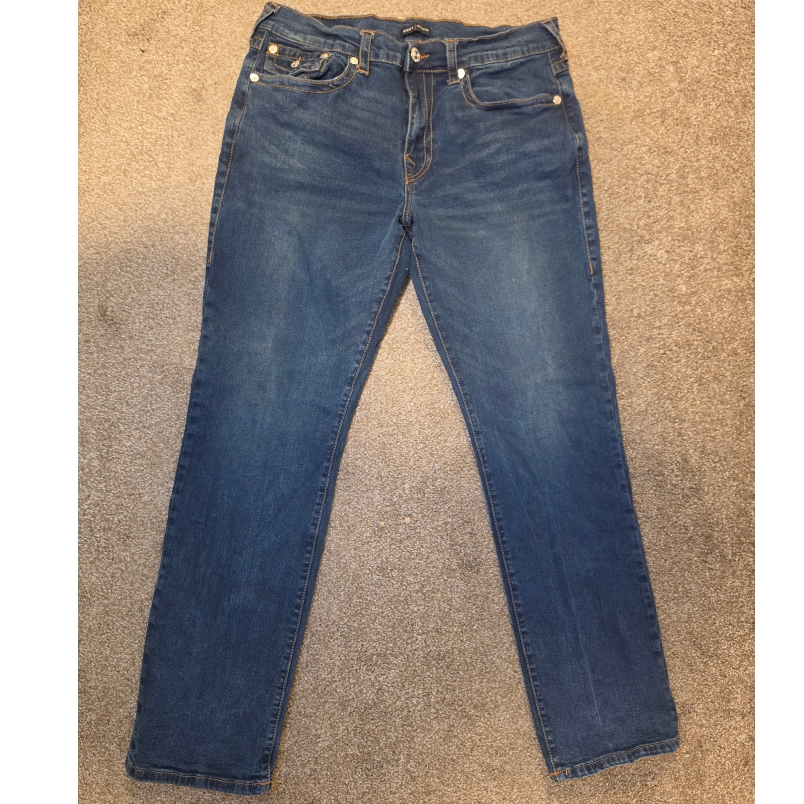 True Religion Ricky Relaxed Straight Mens Jeans Size 36x30 Medium Wash